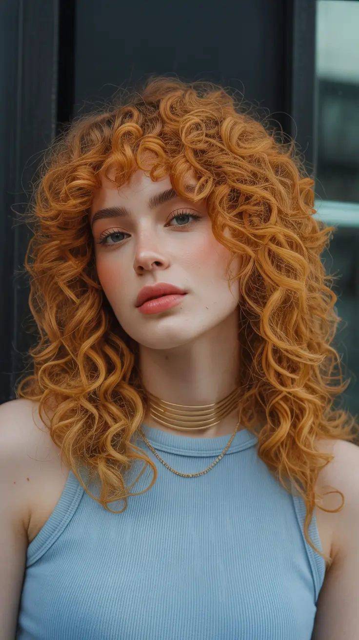 april hair color ideas 2026 Golden Copper Curls with Bright Spring Personality