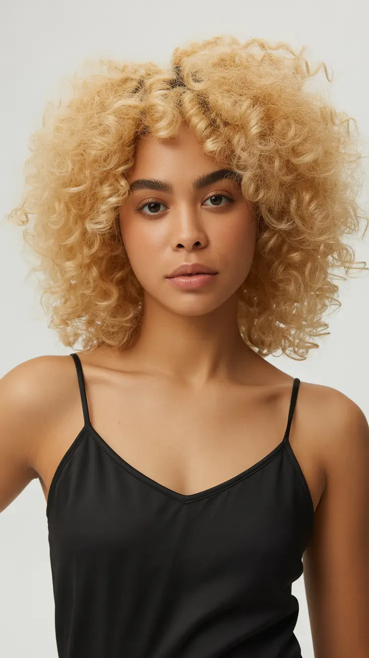 april hair color ideas 2026 Golden Blonde Curls with Playful Spring Energy