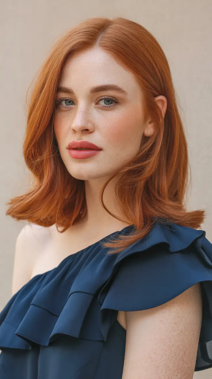april hair color ideas 2026 Elegant Copper Red with Timeless Spring Radiance