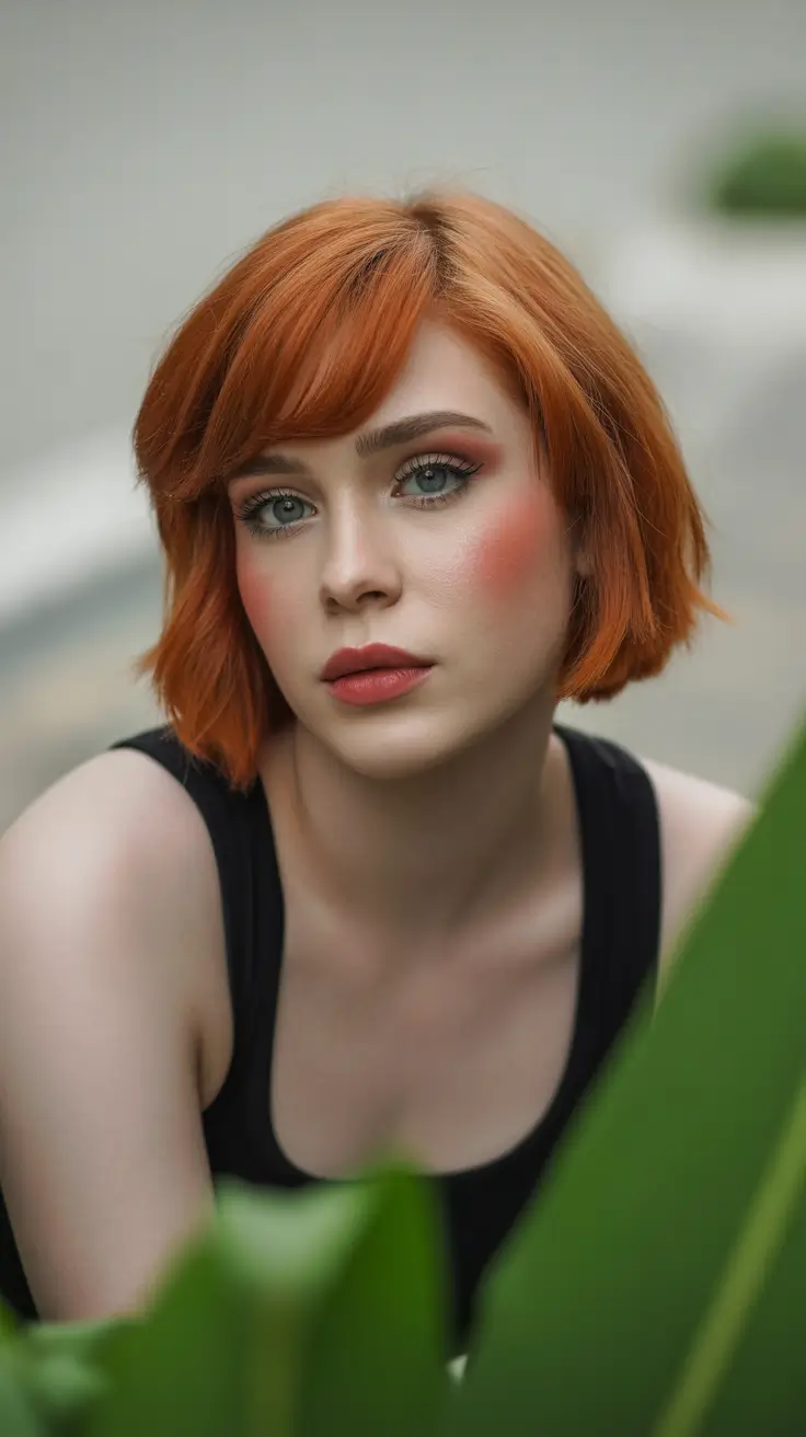 april hair color ideas 2026 Vibrant Copper Bob Inspired by Iconic TV Redheads