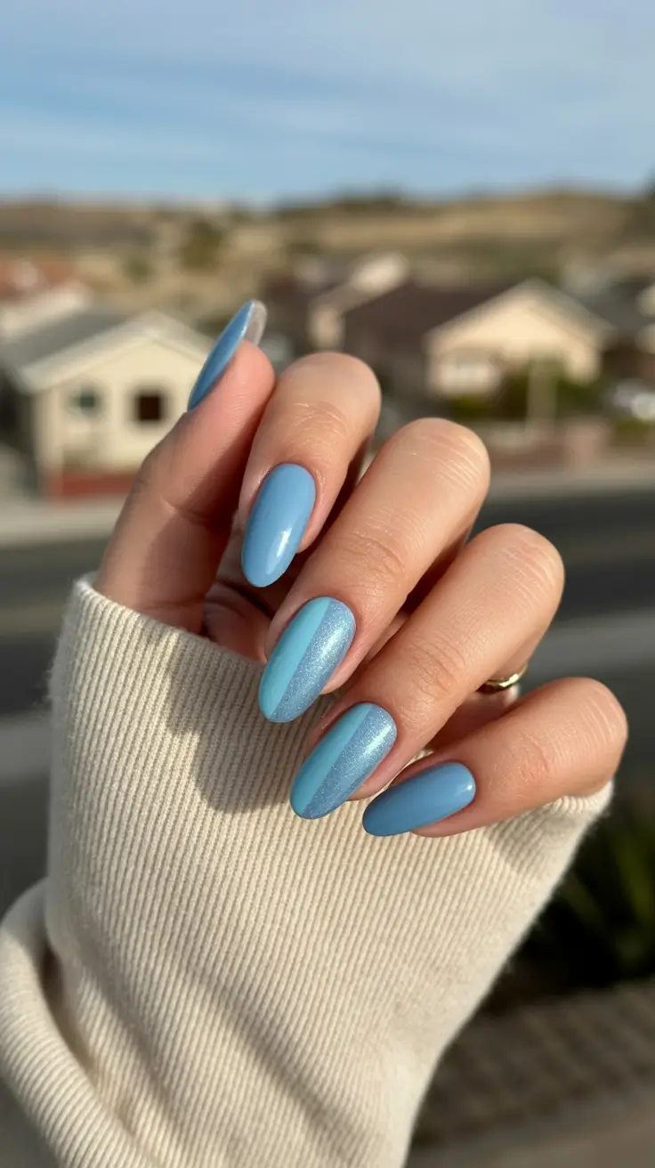 best summer nail colors ideas 2026 Soft Sky Blue Glow for Breezy Summer Days