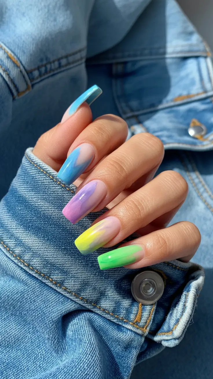 best summer nail colors ideas 2026 Multicolor Ombre Extensions for Statement Style