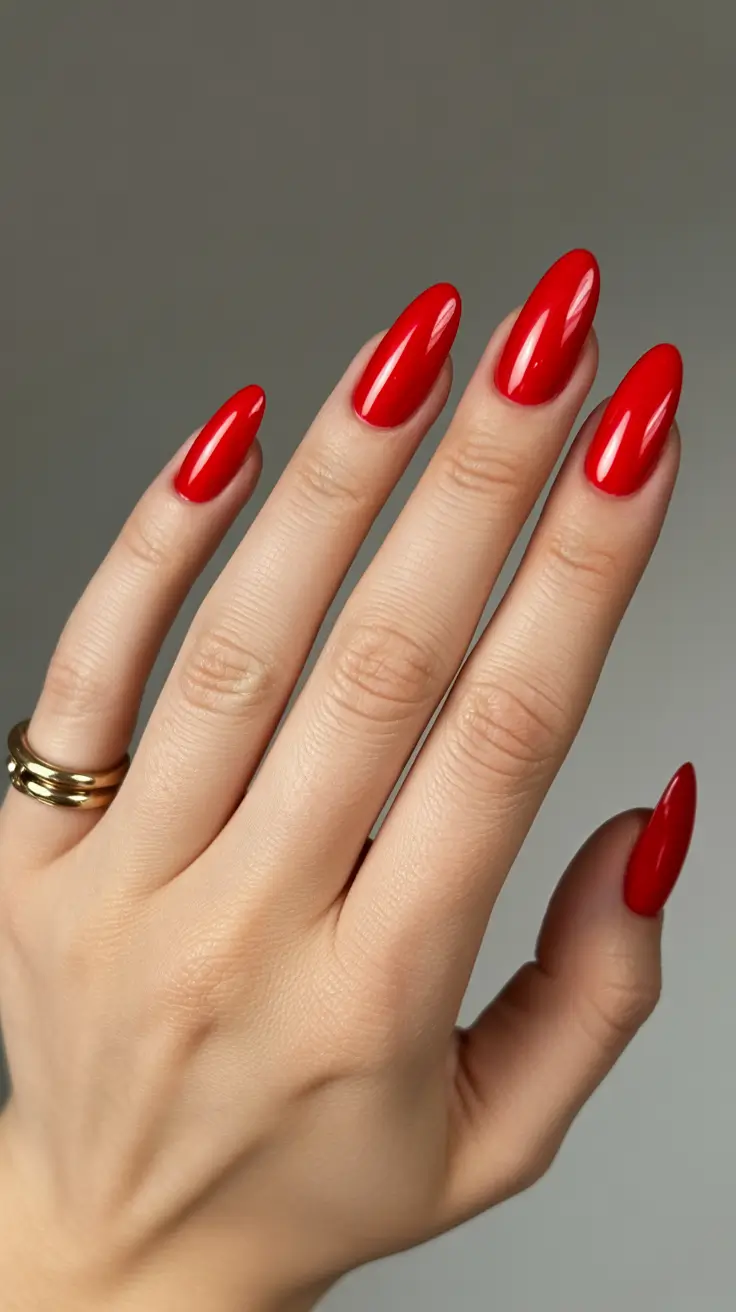 best summer nail colors ideas 2026 Classic Red Power Nails for Sunlit Evenings