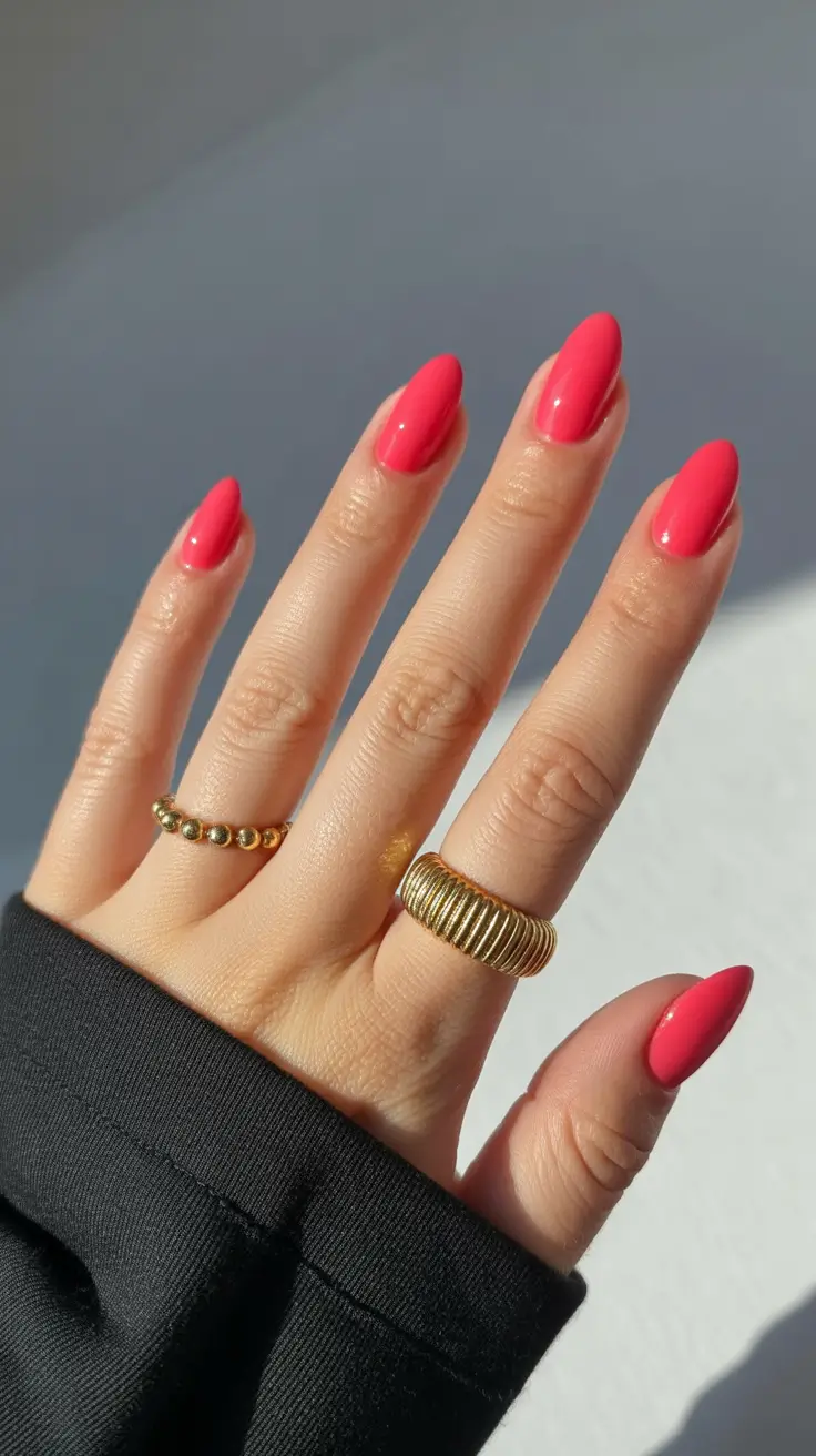 best summer nail colors ideas 2026 Vibrant Coral Pop for Playful Summer Confidence