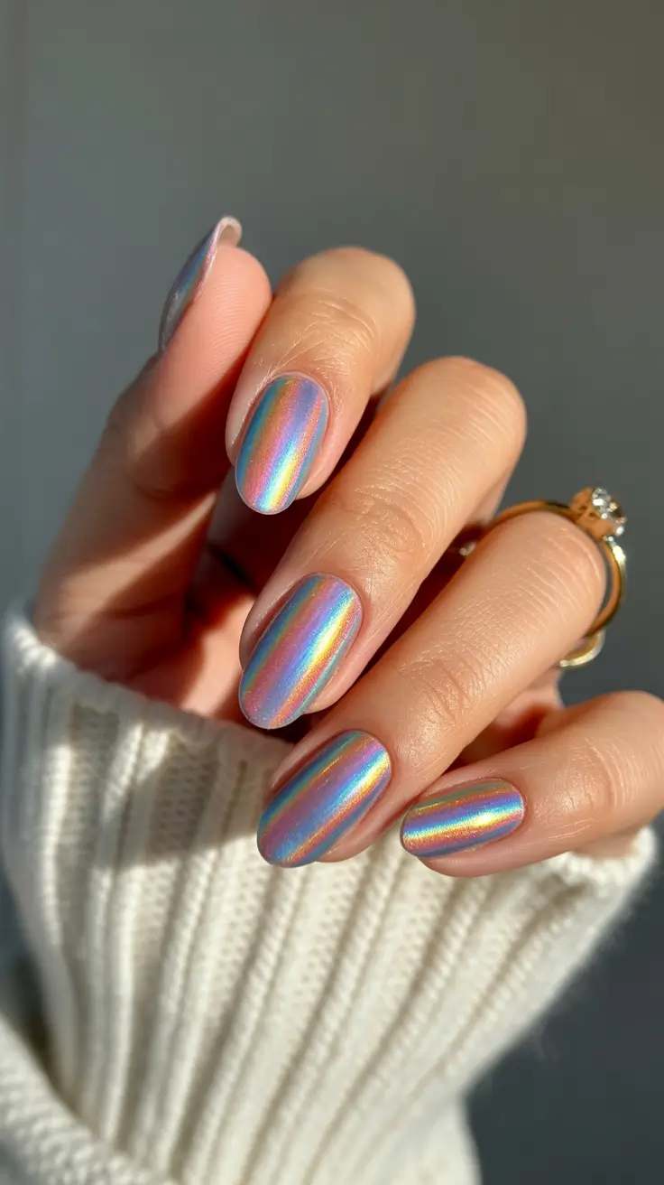chrome spring nails short Holographic Chrome for Everyday Short Nails