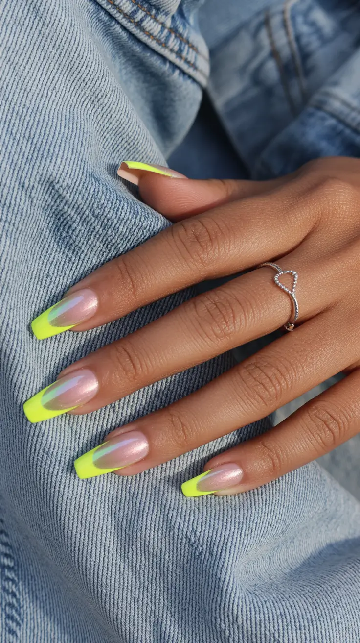 chrome spring nails french Neon Yellow French Tips with a Modern Edge