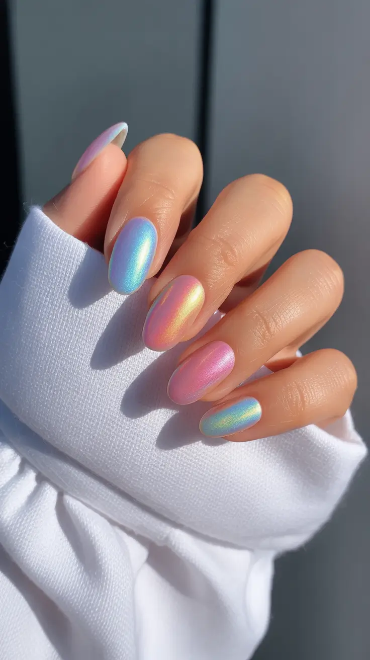 cute chrome spring nails 2026 Pastel Chrome That Feels Like Spring Air