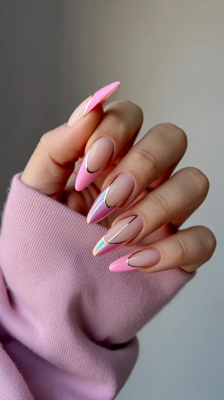 chrome spring nails french Soft Pink Chrome with a Delicate French Twist