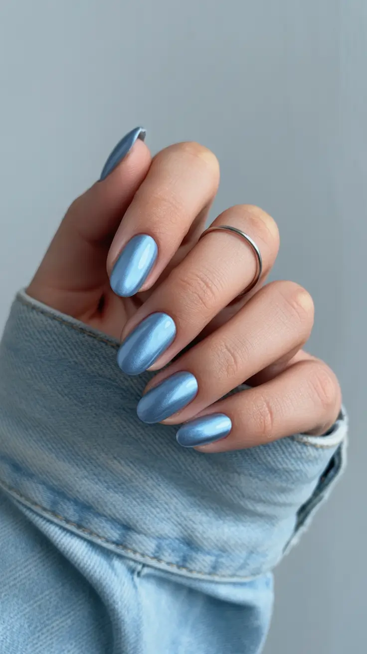 chrome spring nails blue Classic Baby Blue Chrome for Everyday Ease