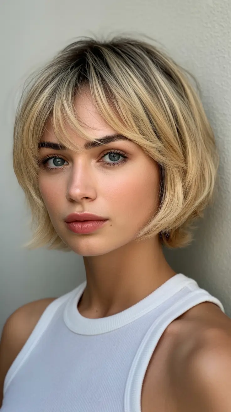 blonde spring hair color short textured bob style