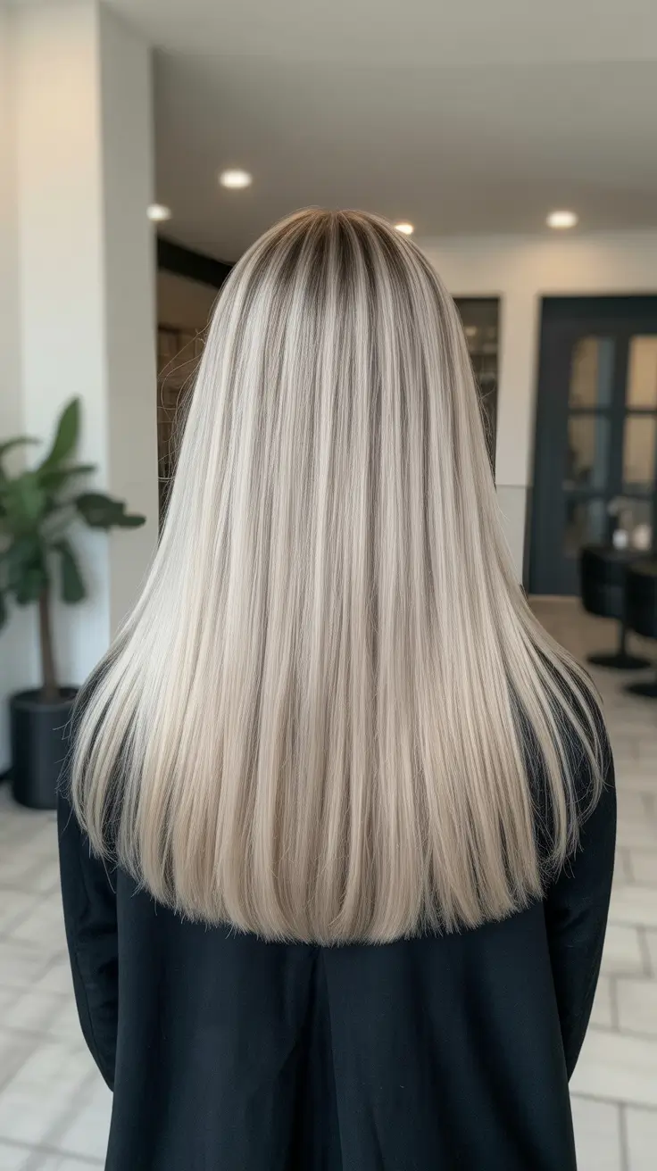 spring hair color blonde sleek champagne long hair