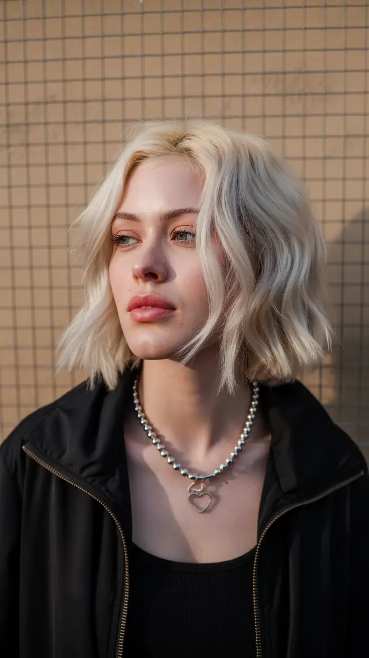 blonde spring hair color short textured platinum bob