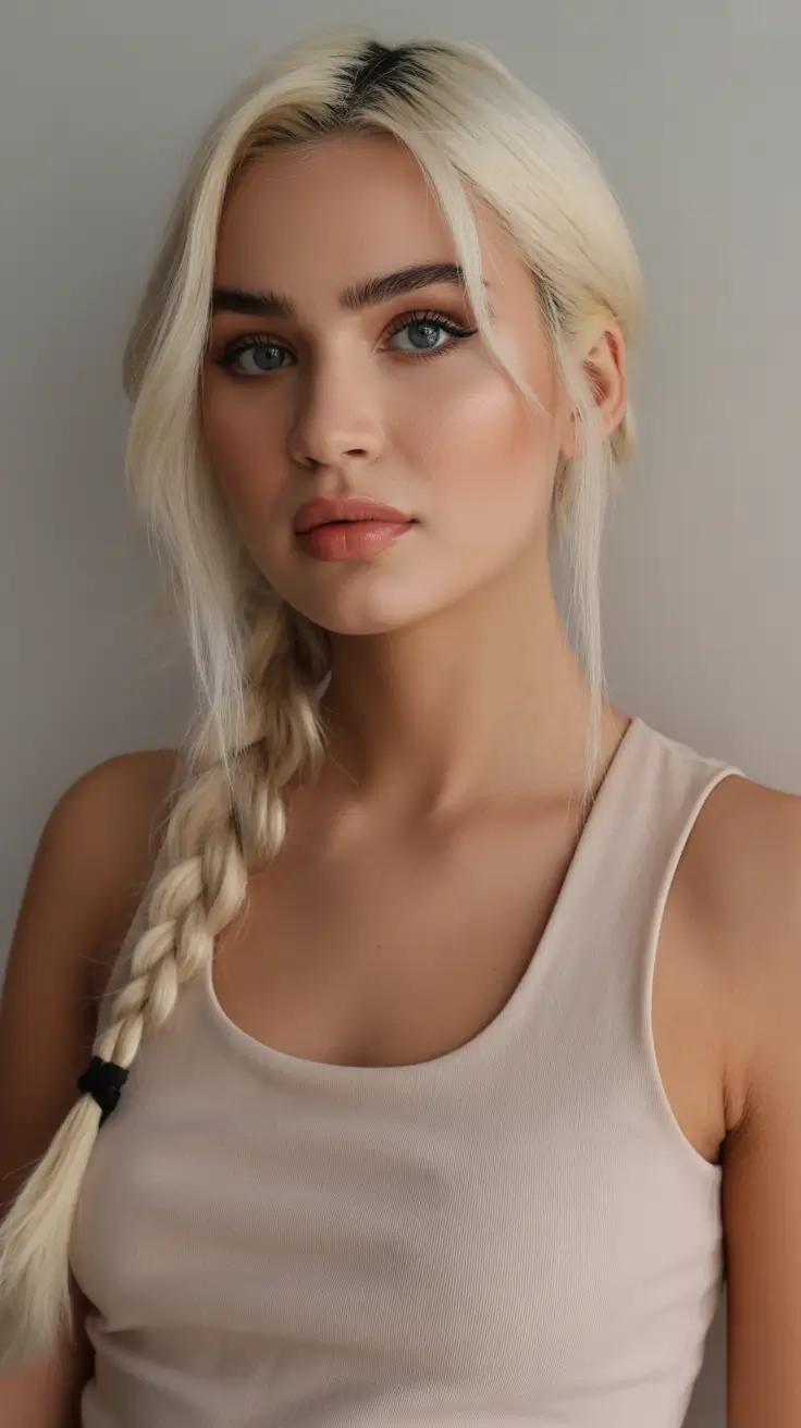 spring blonde hair color 2026 minimalist platinum braid look