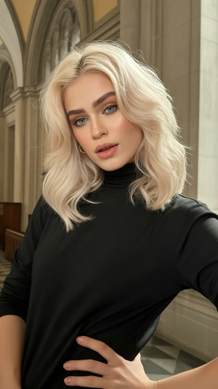 spring hair color blonde soft cream waves shoulder length