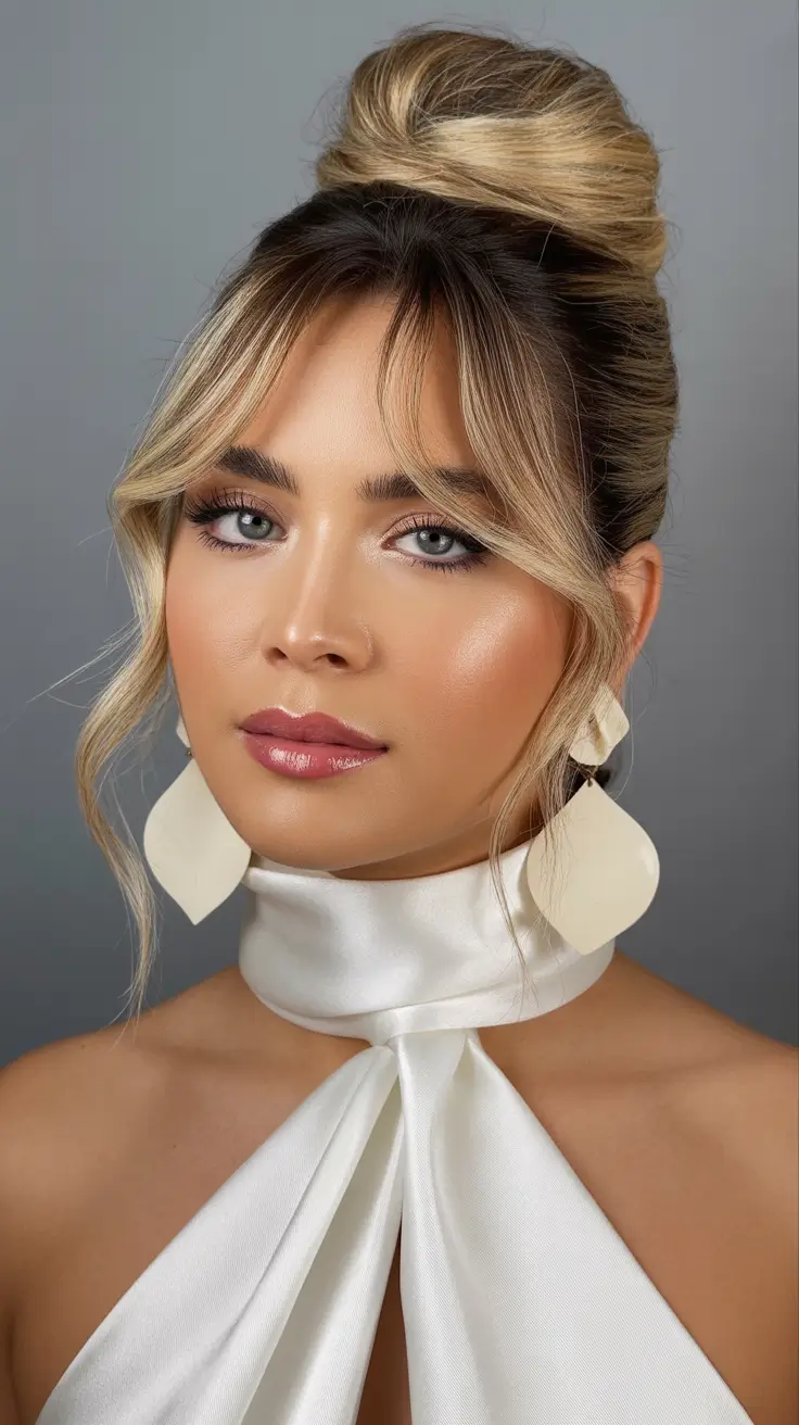 spring haircuts 2026 Elegant Updo with Face Framing Layers
