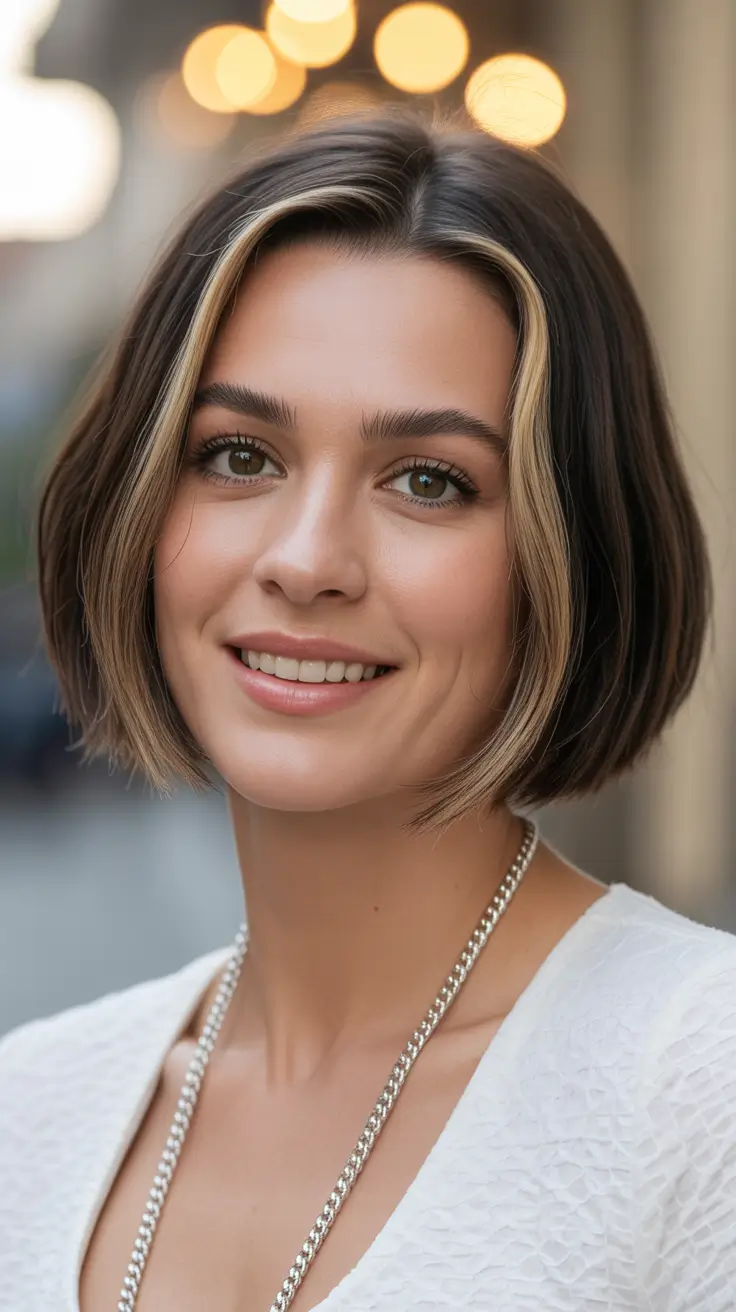 spring haircuts 2026 Modern Chin Length Bob with Highlights