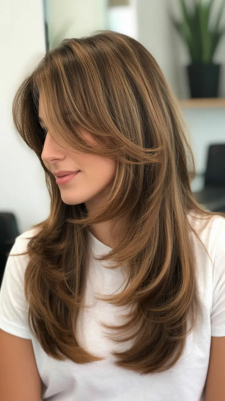 spring haircuts 2026 Soft Layered Medium Cut with Curtain Movement