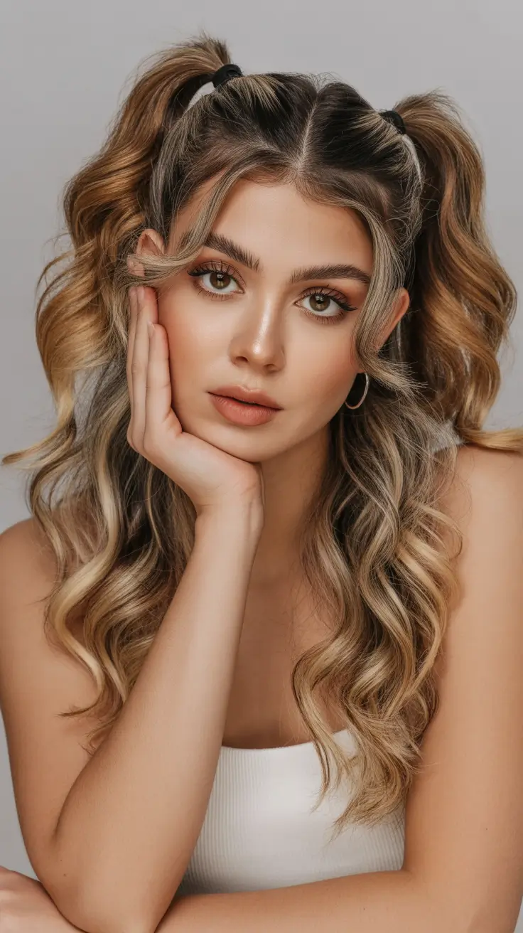 spring haircuts 2026 Playful Twin Ponytails with Soft Curls