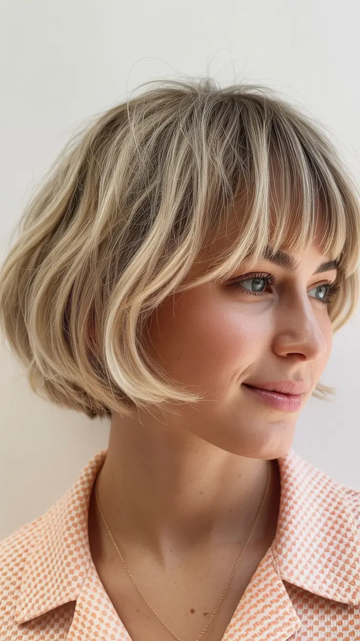 spring haircuts 2026 Soft Blonde Bob with Airy Fringe