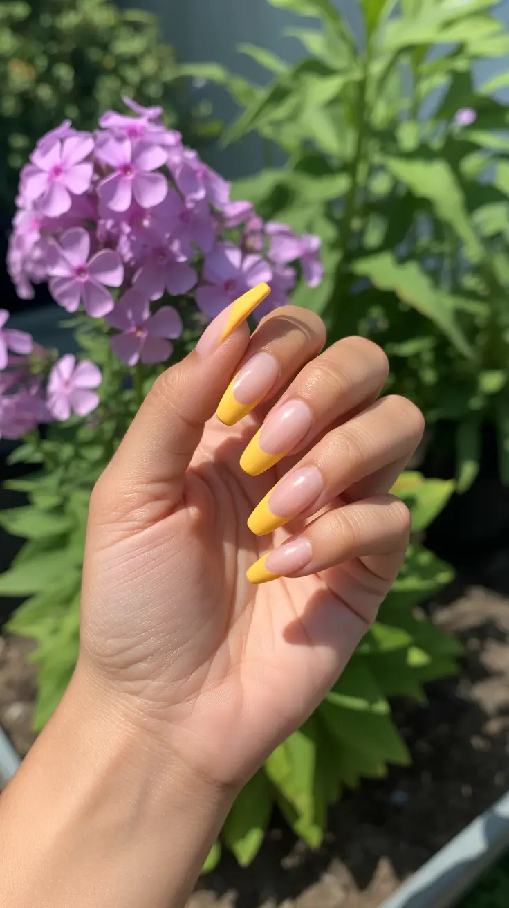 elegant yellow spring nails in 2026 almond french design