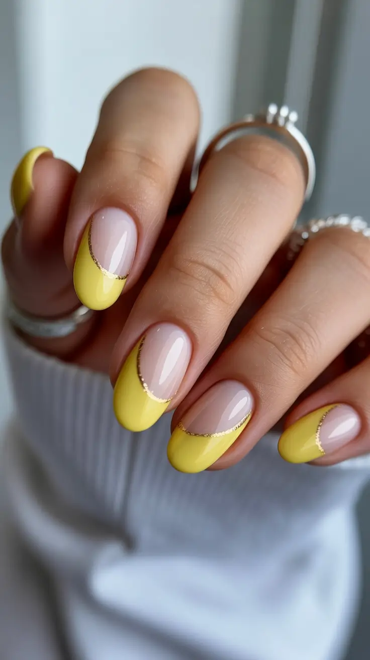 elegant yellow spring nails in 2026 pastel french design