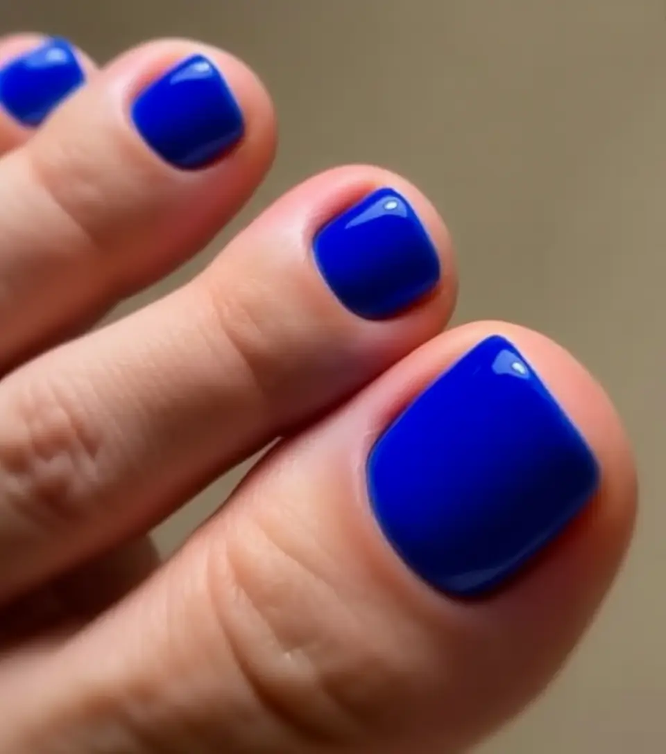 spring toe nails 2026 Classic Cobalt Blue Pedicure