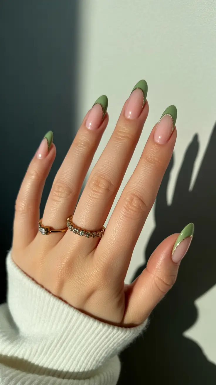 gorgeous spring wedding nails 2026 Elegant Green French Tips for a Modern Wedding Guest