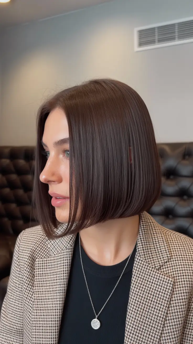 may hair color ideas Classic Dark Chocolate Precision Bob for Minimal Chic