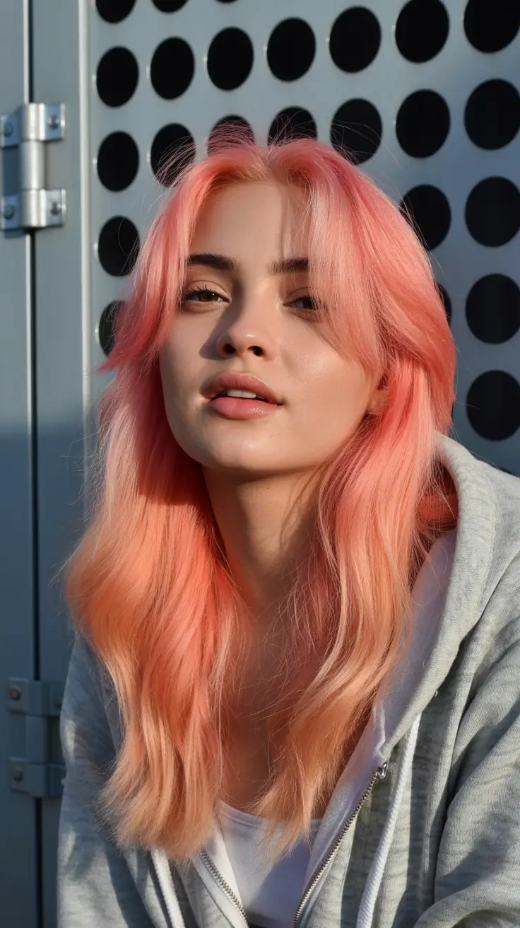 may hair color ideas Peach Pink Layers for Playful Spring Energy