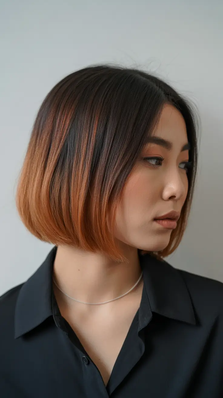 may hair color ideas Soft Copper Blocking Bob for Alternative May Style