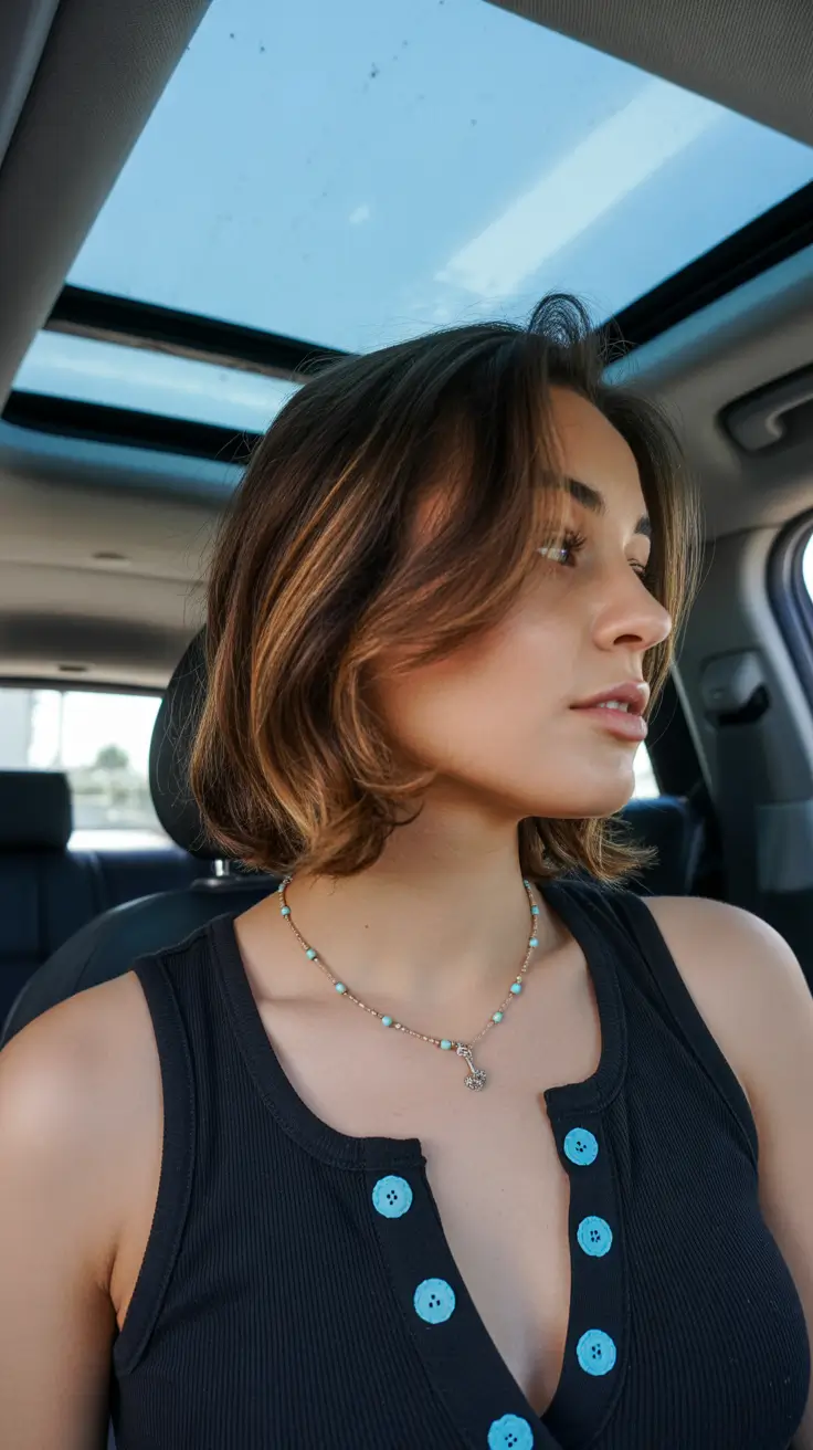 natural spring hairstyles 2026 Soft Textured Brunette Bob with Natural Movement