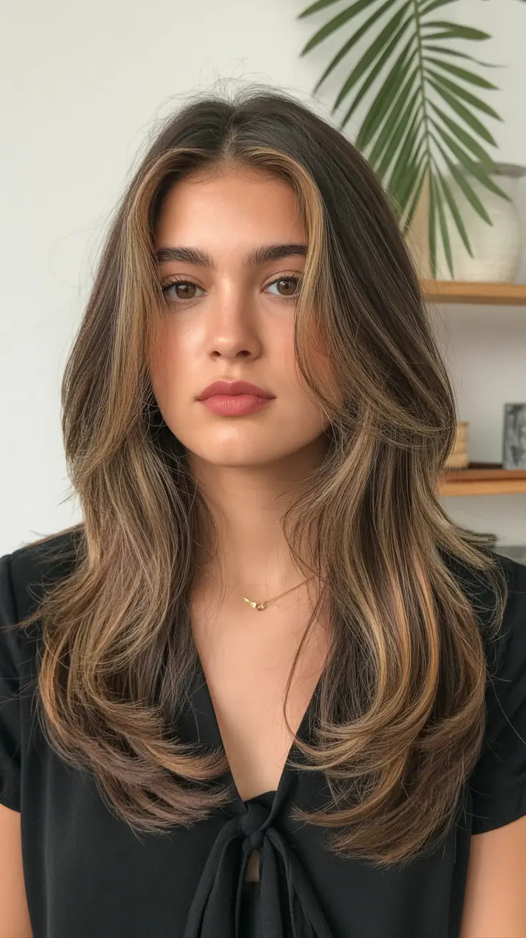 natural spring hairstyles 2026 Soft Layered Brunette Blowout with Natural Volume