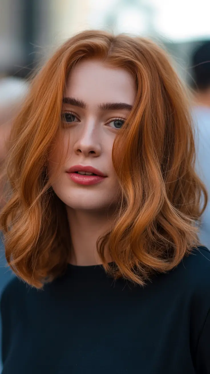 natural spring hairstyles 2026 Soft Ginger Wavy Bob for Fresh Spring Energy
