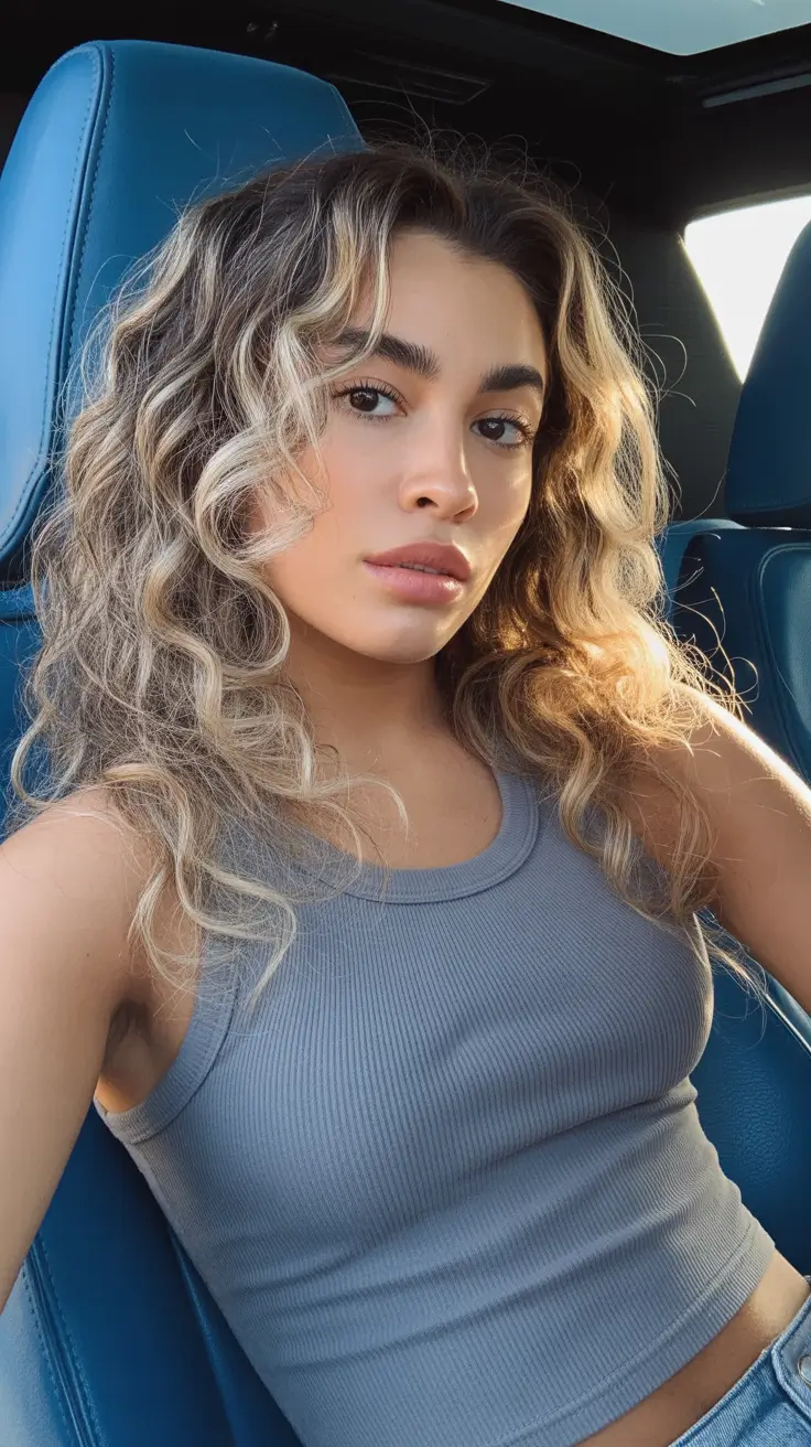 natural spring hairstyles 2026 Sunlit Long Natural Waves with Soft Dimension