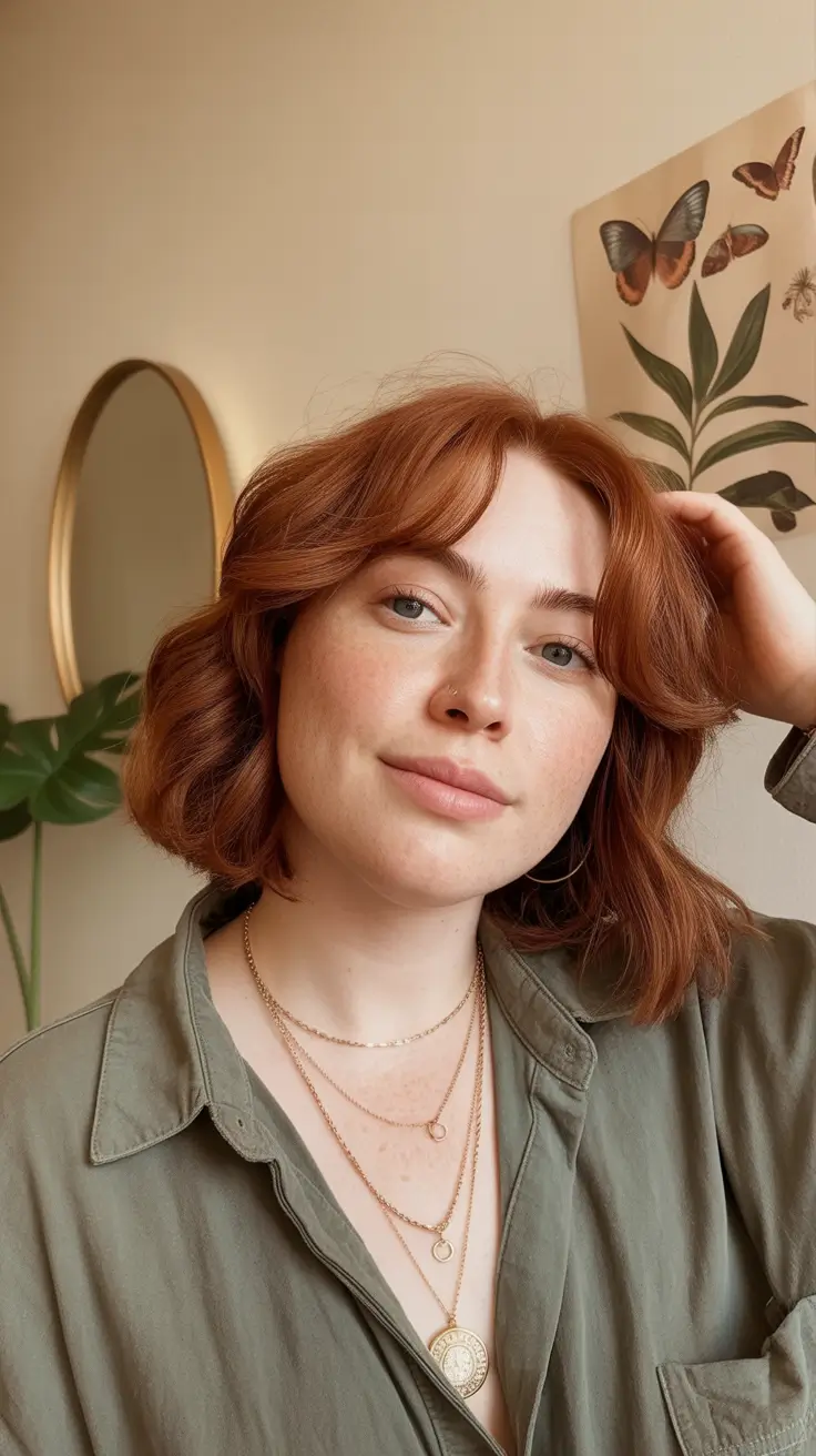 spring haircuts for plus size women Soft Copper Bob With Airy Movement