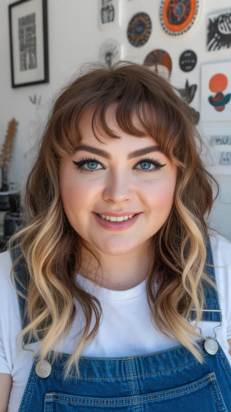 spring haircuts for plus size women Soft Wavy Medium Length With Blonde Ribbons