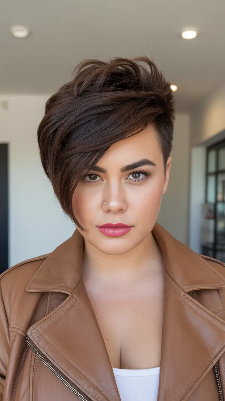 spring haircuts for plus size women Asymmetrical Pixie Bob With Sweeping Side Fringe