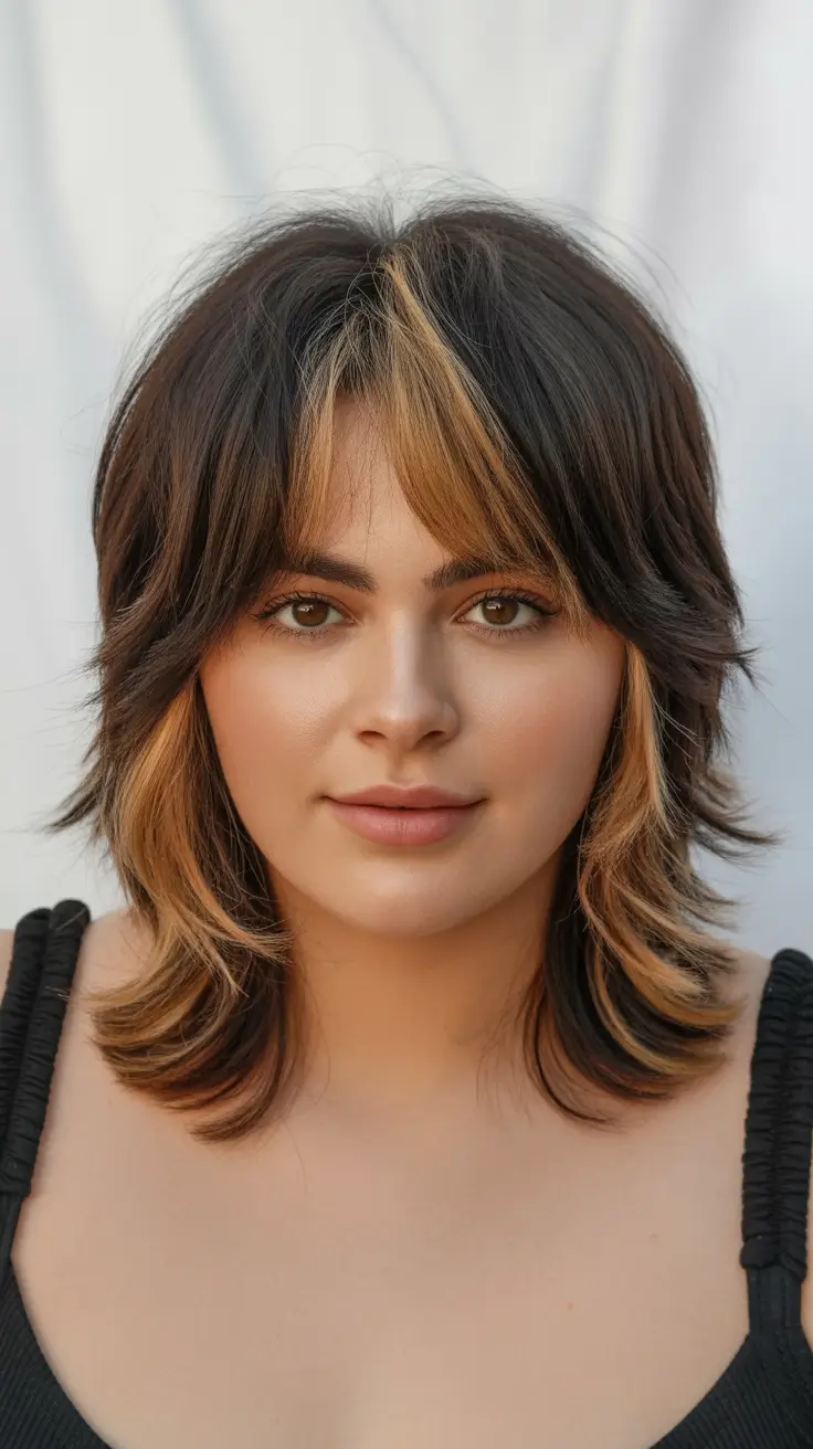 spring haircuts for plus size women Modern Mullet-Inspired Medium Cut With Face-Framing Highlights