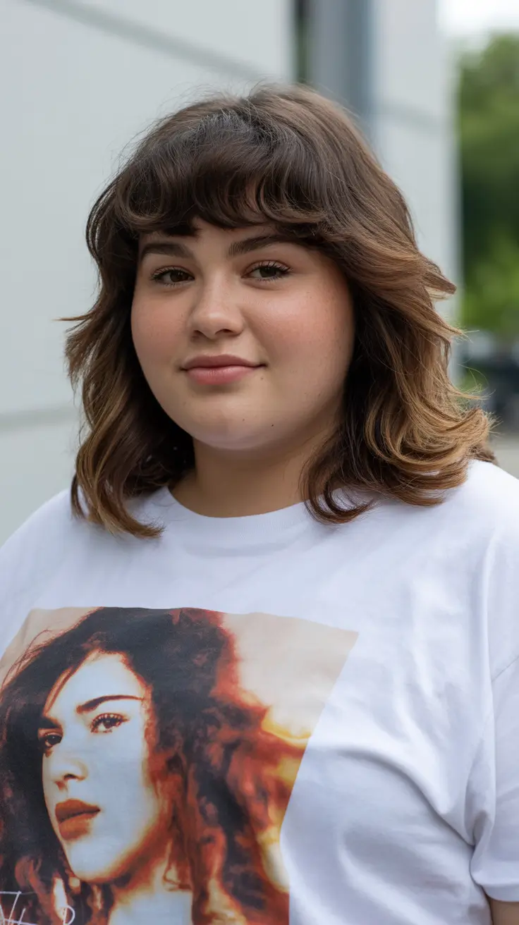 spring haircuts for plus size women Playful Shaggy Shoulder Length With Micro Fringe