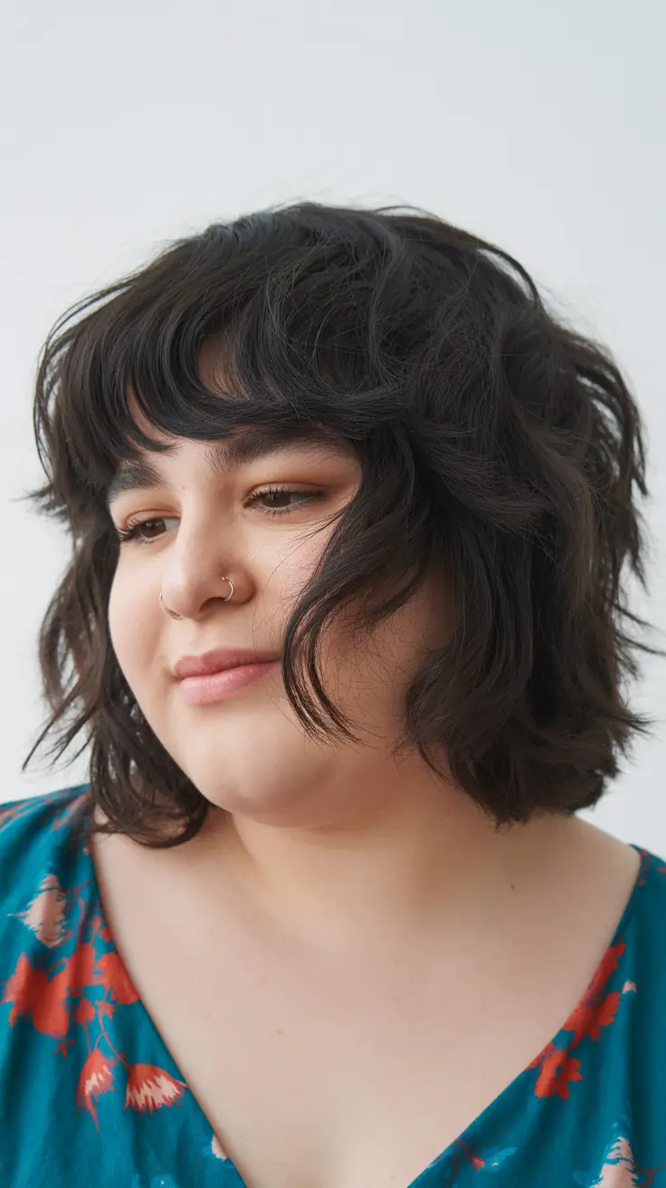 spring haircuts for plus size women Soft Short Shag With Feathered Fringe