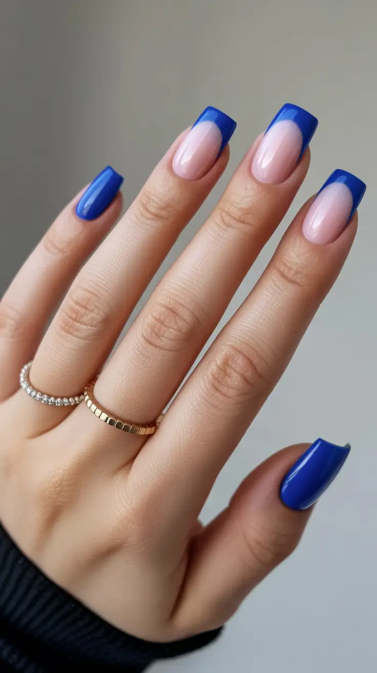 pretty spring nails square 2026 blue french tip square nails