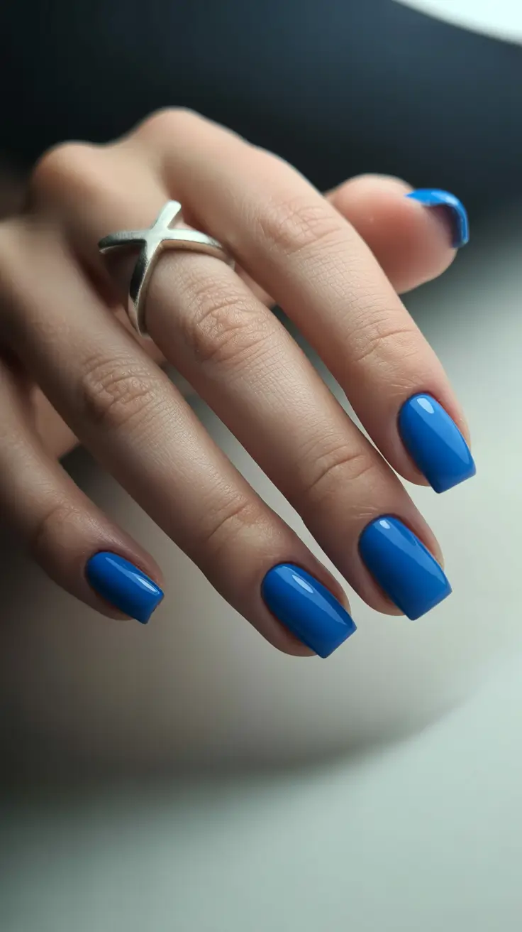 pretty spring nails square 2026 bold blue manicure