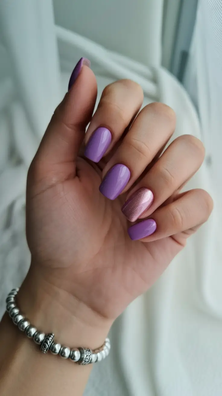 pretty spring nails square 2026 lavender purple manicure