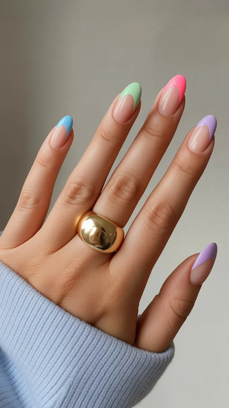 stunning spring nails acrylic 2026 Soft Pastel French Almond Spring Acrylic Nails