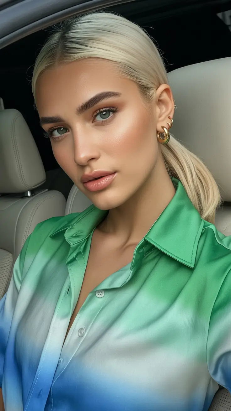 summer hair color for blondes 2026 dimensional Glass Blonde Ponytail with Contemporary Contrast