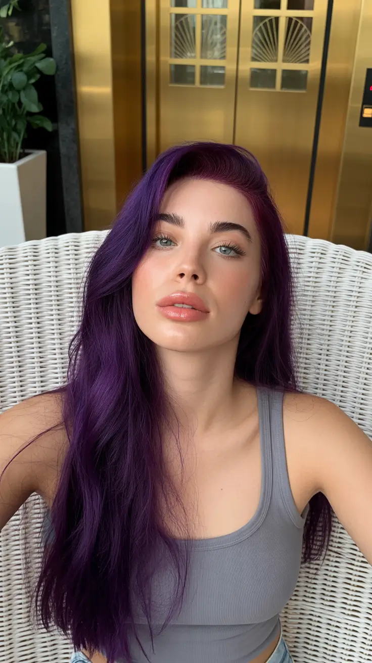 summer hair color ideas 2026 dimensional Midnight Plum Fantasy With Dimensional Edge