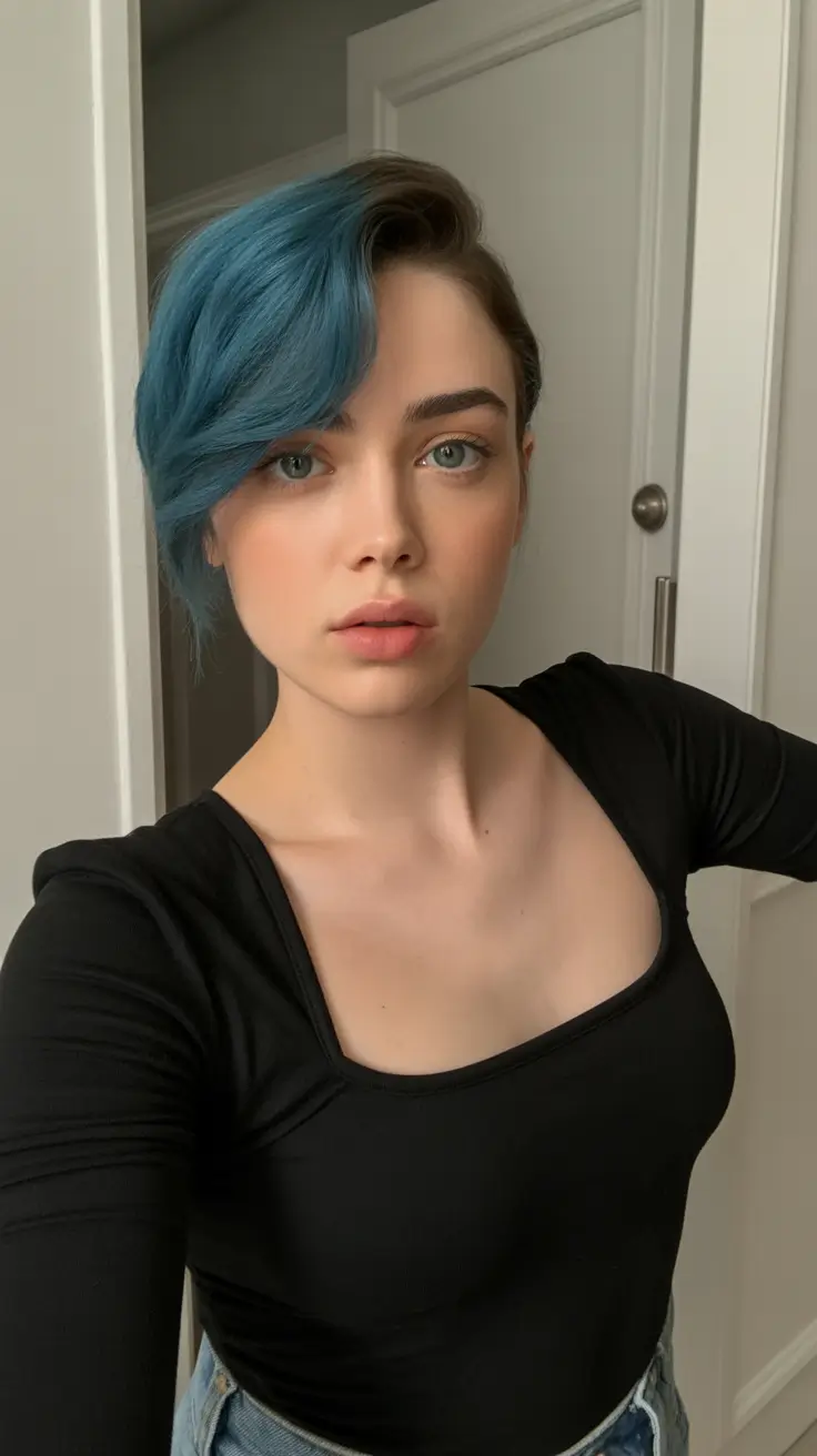 summer hair color ideas 2026 dimensional Ocean Teal Pixie With Graphic Summer Energy