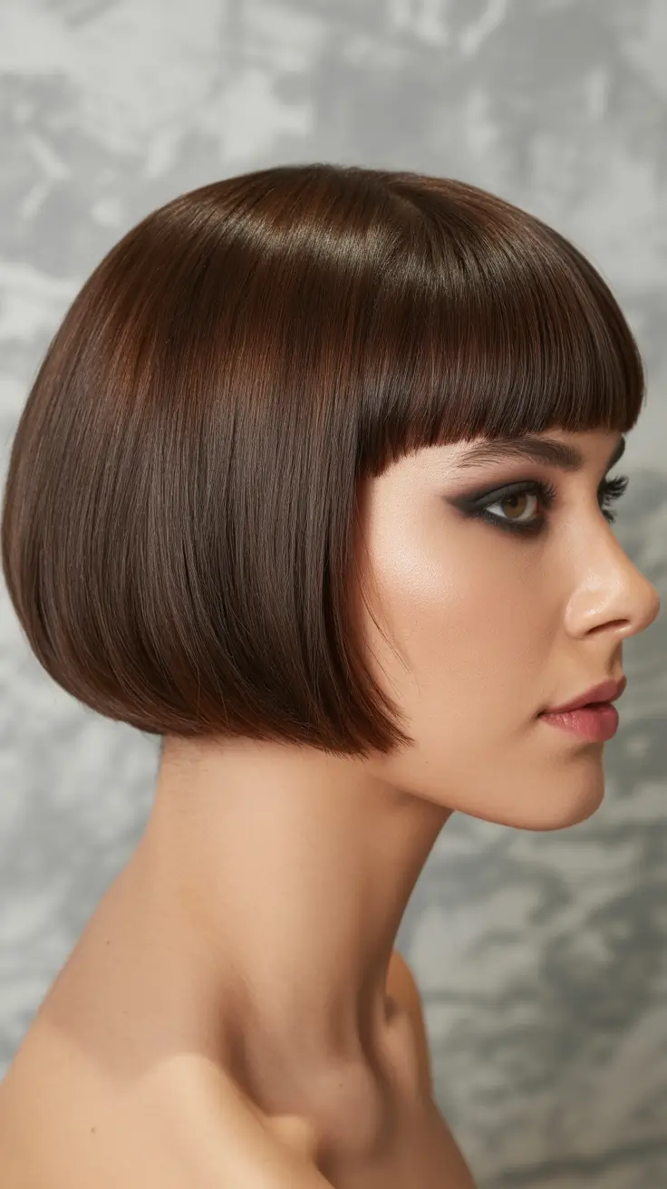 summer hair color ideas for brunettes 2026 dimensional Sharp Espresso Bob with Glossy Dimension