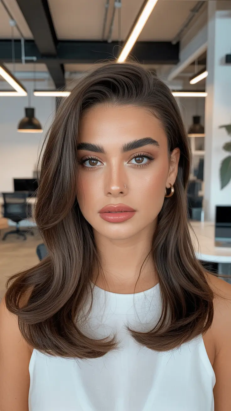 summer hair color ideas for brunettes 2026 dimensional Polished Mocha Brunette with Dimensional Shine