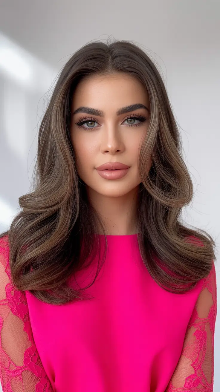 summer hair color ideas for brunettes 2026 dimensional Cool-Toned Brunette Gloss with Subtle Dimension